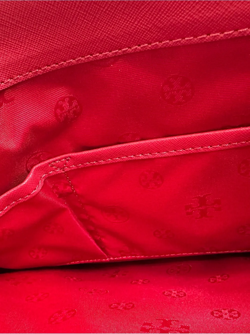 Tory Burch Cherry Red Saffiano Leather Tote